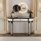47  Half-moon Mirrored Console Table With Fluted Glass   Crystal Knob Drawer