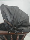 Vintage Antique Styles Dooll Stroller  Cherry Wood Wicker Black Cloth Carriage