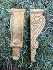 Pair Victorian Style Carved Wood Corbels     Rococo Scroll Design  Unfinished