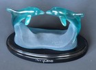 Robert Wyland Kissing Dolphins Sculpture Signed Blue Acrylic Figurine 1996