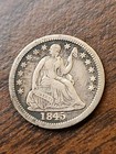 1845 Seated Liberty Silver Half Dime 