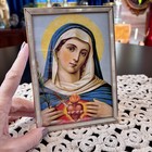 Vintage Framed Virgin Mary Sacred Heart Catholic Christian Art Print 5x7