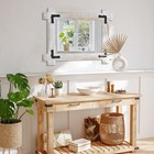 Wood Framed Wall Mirror Large Farmhouse Bathroom Mirror Vintage Vanity Hangin   