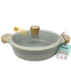D w Low Casserole Fryingpan 11 Inch With Glass Lid Nonstick Deane white Cookware