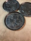 Vintage 1950s Black Plastic Coaster A Lot Of Four Dogwood Blossom Pattern