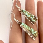 Navajo Turquoise Earrings  8 Mine Sterling 925 Signed Francisco Hook Dangle