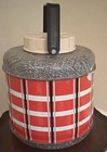    vtg Poloron Flamingo Picnic Jug Thermos 1950s Red Plaid Mid Century Mcm Ceramic