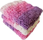 Cotton Dish Cloths Handmade Set Of 3 Pink Crochet Kitchen Reusable Rags Wash    