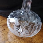 Antique 19th C Victorian Fern Etched Glass Decanter Engraved Wedding Dec 31 1872