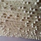       lumured Small Ivory Corde-bead Clutch Vintage 1950s Mid Century Evening Bag      