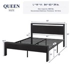 Allewie Queen Size Platform Bed Frame With Wooden Headboard Queen  Black Oak 