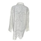White Eyelet Embroidered Tunic Top Long Sleeve Floral Boho Oversized Shirt