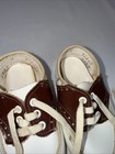 Vintage White Brown Baby Saddle Shoes  Lace Up Faux Leather Size 2