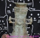 12 china Ancient Bronze Ware Sacrifice Fengshui Both Ears Bottle Pot Tank Zun