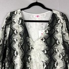 Buddy Love Jackie Snake Print Bodysuit Womens Small Gray Balloon Long Sleeve Nwt