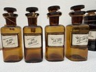 18 Whitall Tatum Label Under Glass  lug  Amber Apothecary Bottles  Circa 1910