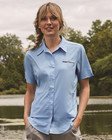 New Columbia Tamiami Ii Women s Size Small Short Sleeve Shirt Whitecap Blue Pfg