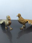 Vintage Solid Brass Male   Female Pheasant Bird Sculptures 1960 s Mid Century 