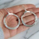 Handmade Hammered 925 Sterling Silver Drop Dangle Hoop Earrings Jewelry Es153