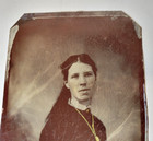 Large 5x8  Tintype Woman With Long Hair Antique Vtg Victorian Photo