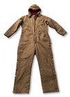 Carhartt Quilt Lined Insulated Brown Duck Coveralls Sz 46t W detachable Hood
