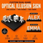 Personalized Dual Name Optical Illusion Sign Custom 3d Printed Decor