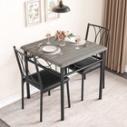 3-pieces Kitchen Dining Table And 2 Chairs Set For Small Spaces Furniture Gray