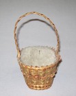 Old Antique Vtg 19th C 1800s Miniature Woven Basket Pin Cushion Very Nice Cond