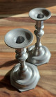 Vintage Set  2  John Somers Pewter Candlesticks  8  Brazil 1979-1990 Stamped Js