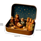 Handmade Miniature Christmas Nativity Set In Tin Box Portable Pocket-sized Resin