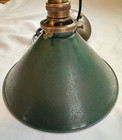 One Vtg  10  Tin Pendant Industrial Green Painted Barn Lamp Light Ul Fitter