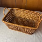 Vintage Woven Wicker Basket With Handles 10x7 Storage Organizer