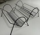 Vintage Mcm Black Wire Mesh Book Racks Shelves Storage Mid Century Modern Atomic