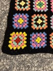 Vtg Granny Square Afghan Hand Crochet Bright Multi Color Throw Blanket 55 X 54