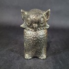 Vintage Metal Owl Bank Mid Century No Stopper Silver-tone 5  Tall