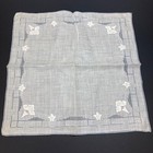 Vintage Handmade Hankie Handkerchief Wedding Something Blue Floral Embroidery