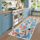 Botanical Bird Kitchen Runner Rug  2x6 Washable Hallway Rugs Non Slip  Soft Trop
