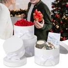 Set Of 4 White Gift Boxes  Lids  Bow Ribbon  Flower Arrangements  Wedding