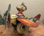 Marx Tin Litho Wind-up Popeye The Pilot Airplane Toy Plane Mechanical Works 