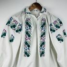 Vintage Hand Embroidered Peasant Dress Ukrainian Vyshyvanka Cotton Shirtdress