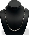 Native American 6mm Sterling Silver Navajo Pearls 21  Single Strand Necklace