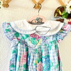 As Is Vintage Bonnie Jean Floral Dress 3t     Double Collar  Stains  Toddler Girls