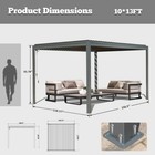Domi Outdoor 10x13ft  Gray  Louvered Pergola W adjustable Roof  Aluminum Frame