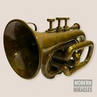 Antique Brass Trumpet Vintage Pocket Bugle Student Horn 3 Valve Mouthpiece