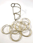 Vintage Mcm Mid Century 8 Glass Coasters With Brass Vertical Rack 1960 s Barware