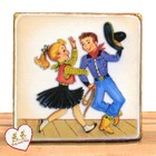Western Dancing Cowboy And Cowgirl Vintage Style Shelf Sitter Wood Sign Wb-96
