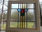 Lovely English Rose Leaded Stained-glass Window 18 5 8  X 18 1 2    2 Available