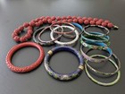12 Vintage Chinese Cloisonne Bangle Bracelets   Cinnabar Necklace   Bangle