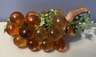 Vintage Mcm Amber Lucite Cluster 20 Grapes On Driftwood Mid Century Modern