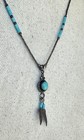 Sterling Silver Turquoise Feather Navajo Native American Necklace  7
